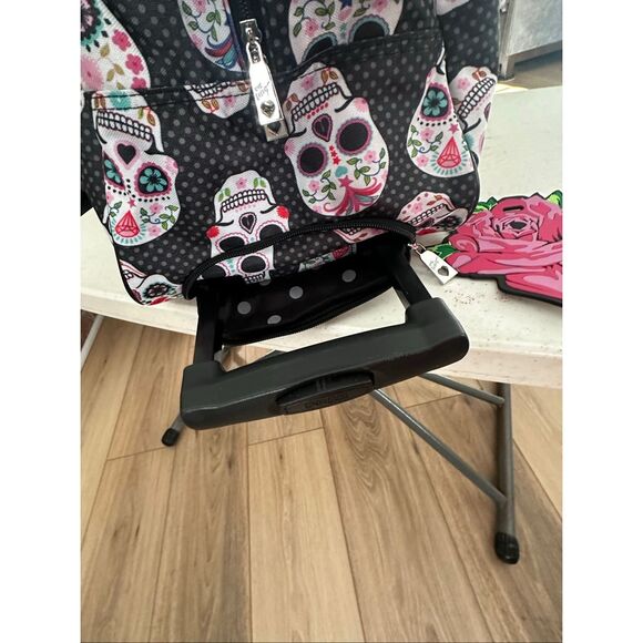Betsey Johnson Multicolor Skull Party Carry-On Softside Rolling Duffel Bag - Picture 5 of 12
